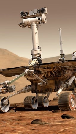 Photo of space robot surveying planet mars