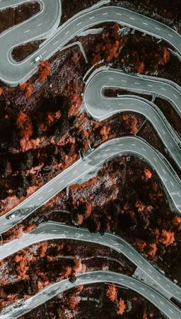 A photo of the road taken from above